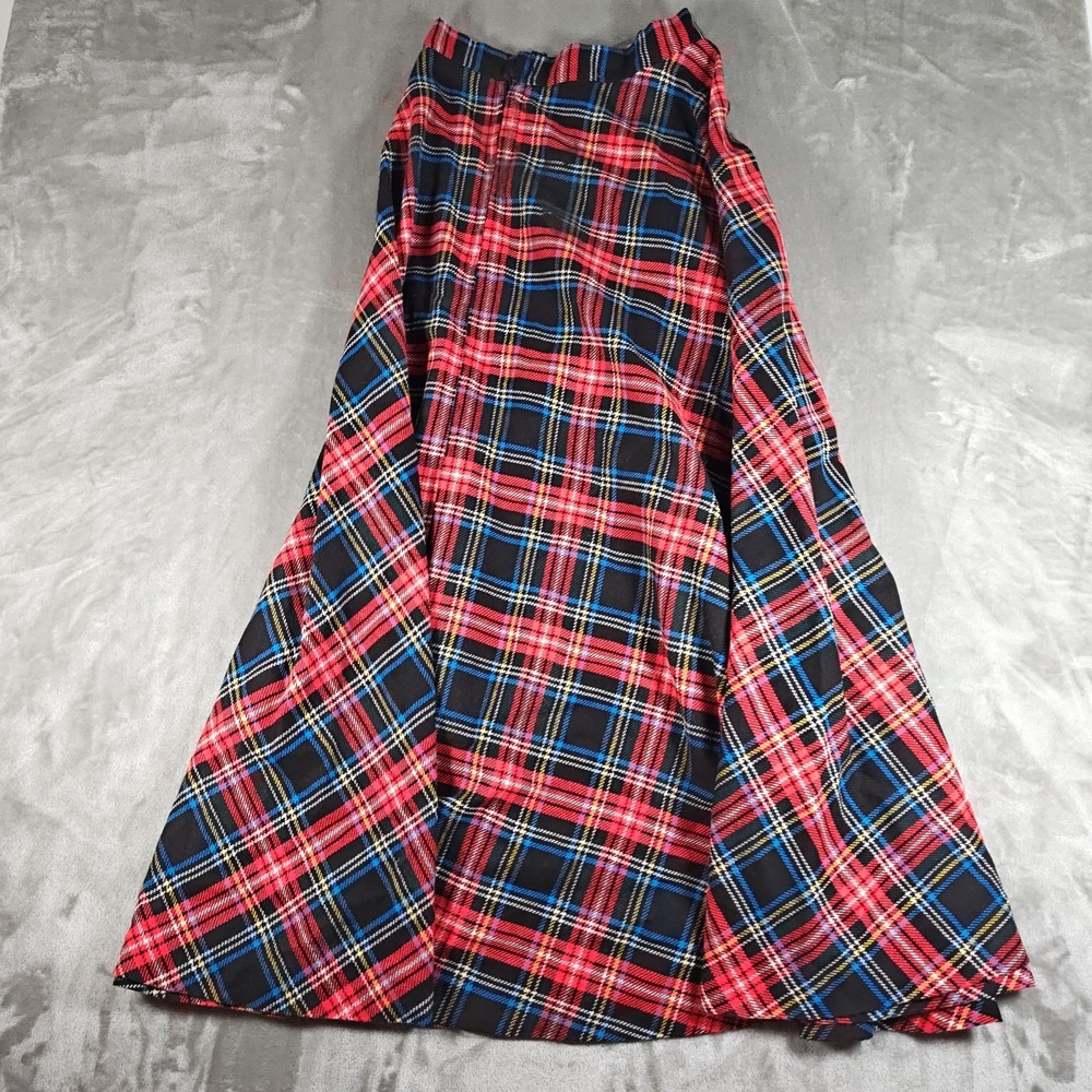 Vintage Plaid Tartan Skirt Womens Small Red Black Maxi A Line Scottish Preppy - Picture 1 of 5